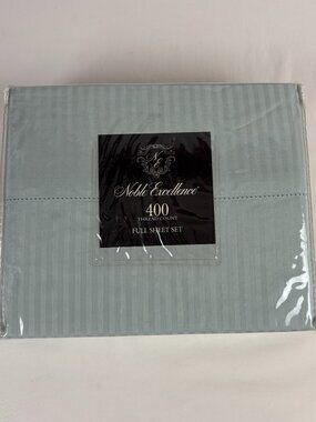 Noble Excellence Melani Full Sheet Set Cotton Sateen Dobby Stripe 400 TC